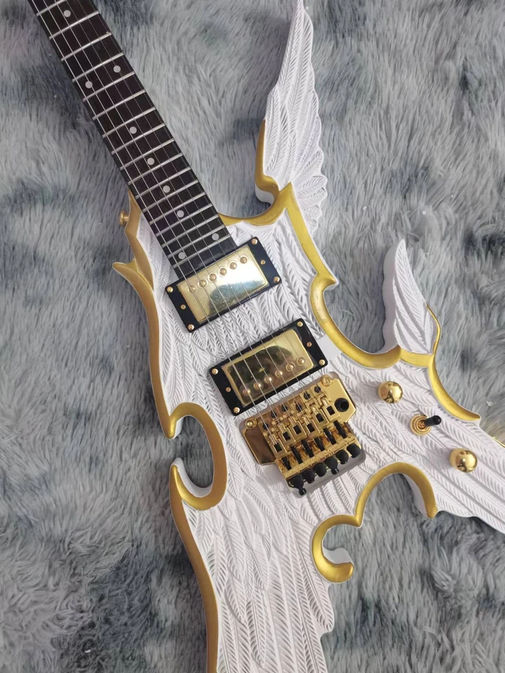 Electric guitar 6 strings, carved Angel guitar, matte white, free