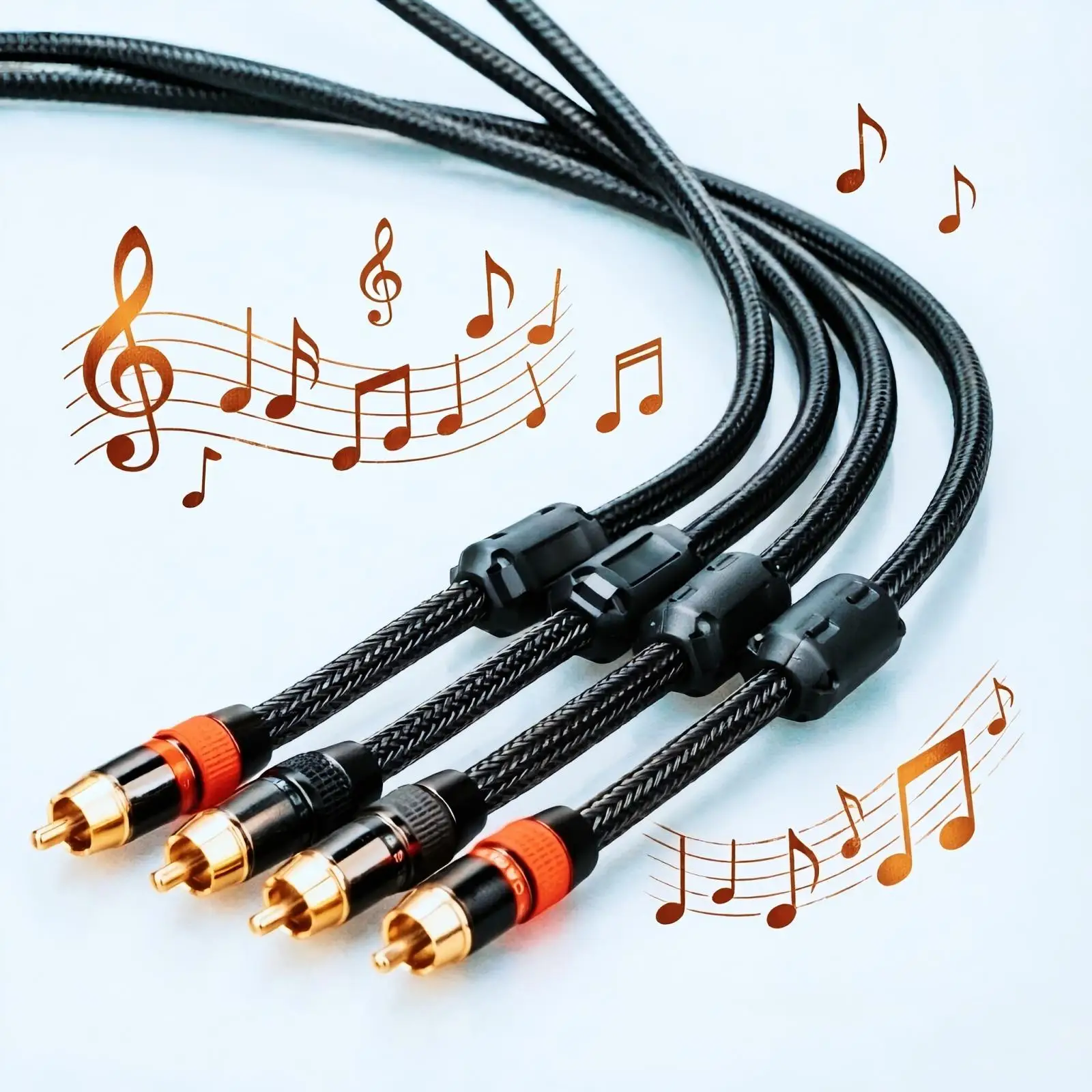 24K gold plated rca plug Preffair hifi rca cable 4cores OFC rca audio interconnect Signal wire with pure copper shield