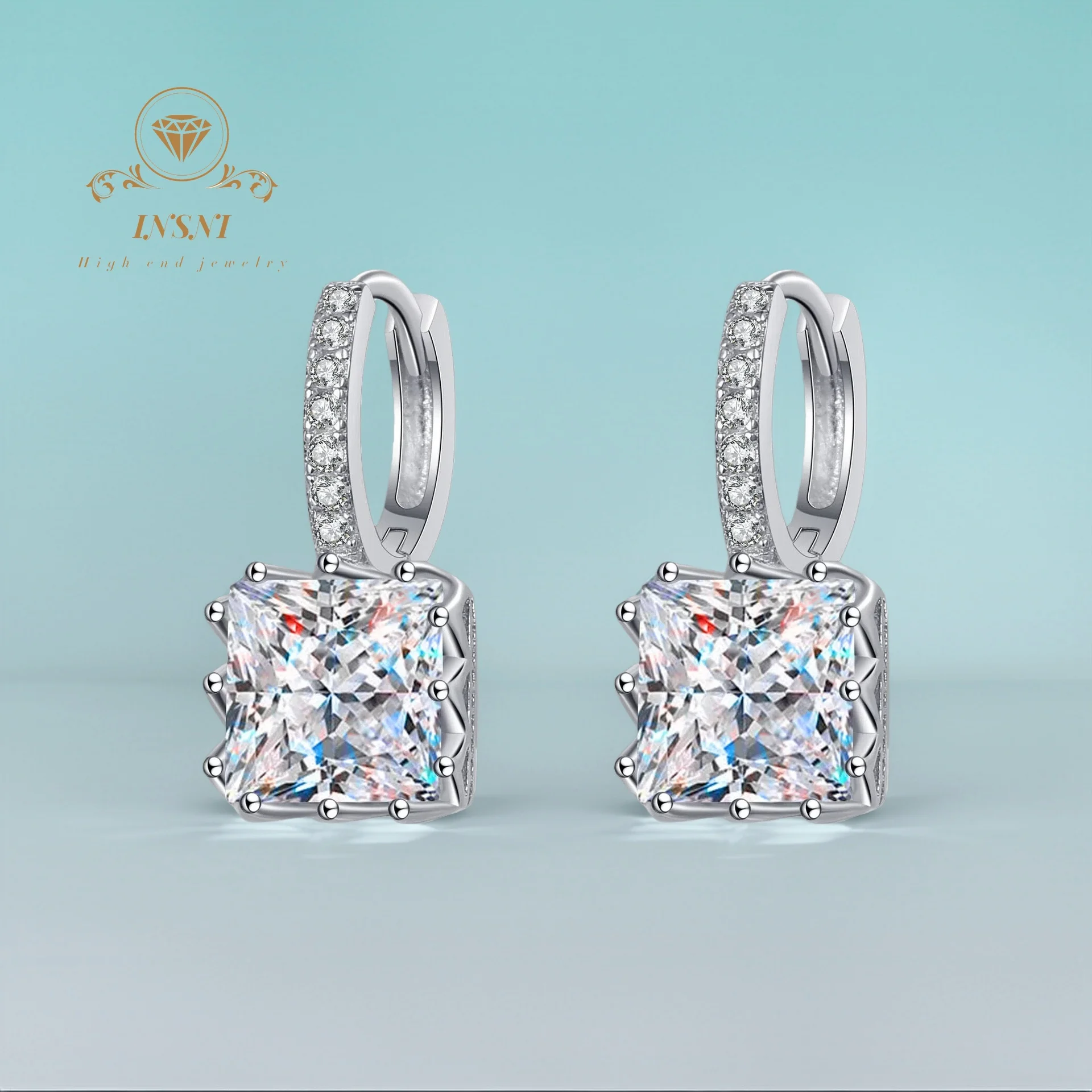 

Серьги-клипсы с квадратными бриллиантами 1-2 карата, с муассанитом огранки «Принцесса», для женщин, сертифицированные, в подарок, стильные изящные украшения