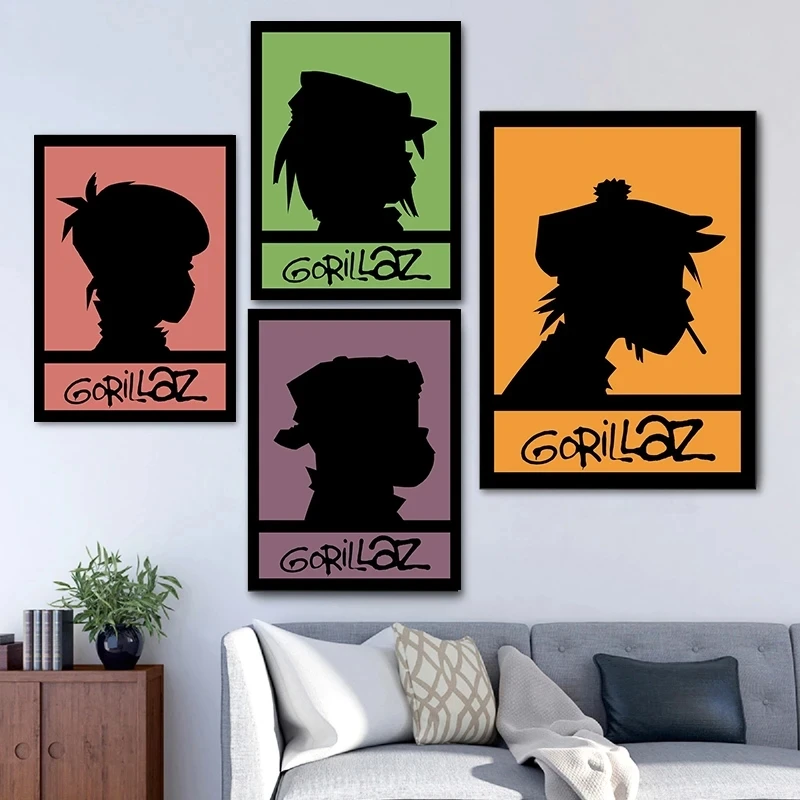 Gorillaz Posters Artwork Music Band Rock Rap Demon Days 2-D Singer Canvas Painting HD Print Wall Art Bar Kawaii Room Home Decor