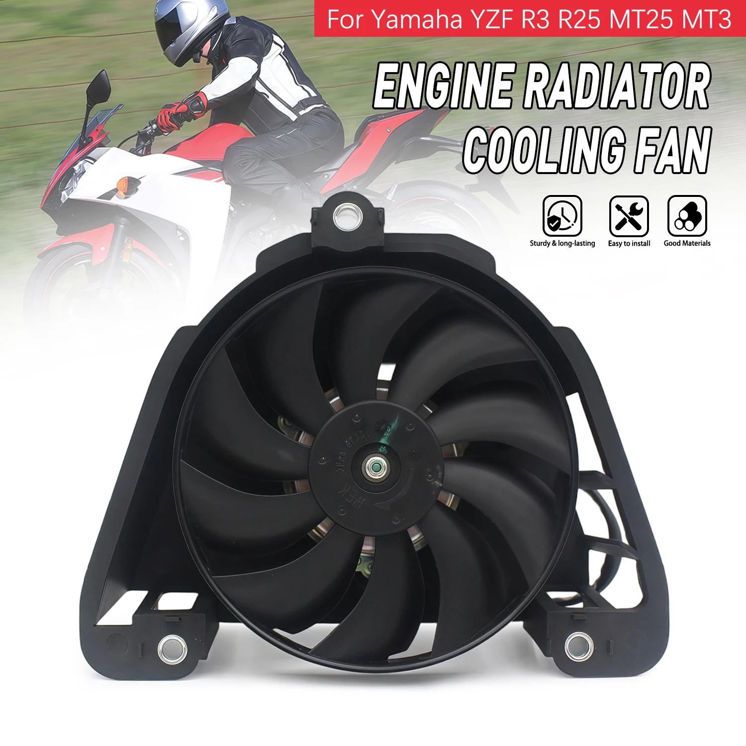 

Engine Radiator Cooler Fan For Yamaha YZF R3 R25 MT25 MT3 2018 2019 2020 2021 2022 2023 2024 Motorcycle Accessories 1WD-E2405-00