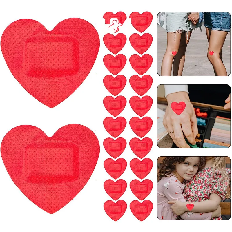 20/50pcs Heart Shape Bandages Cute Red Heart Wound Dressings Breathable Comfortable  Adhesive Portable Stickers