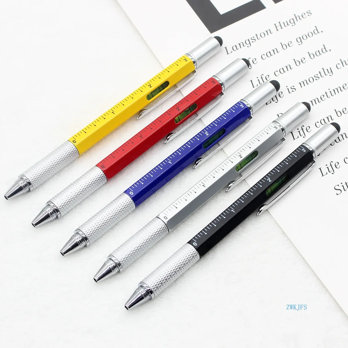 24pcs Multi-Function Screwdriver Level Ballpoint Pen Touch Screen Capacitor Head Scale Level Level Metal Pen