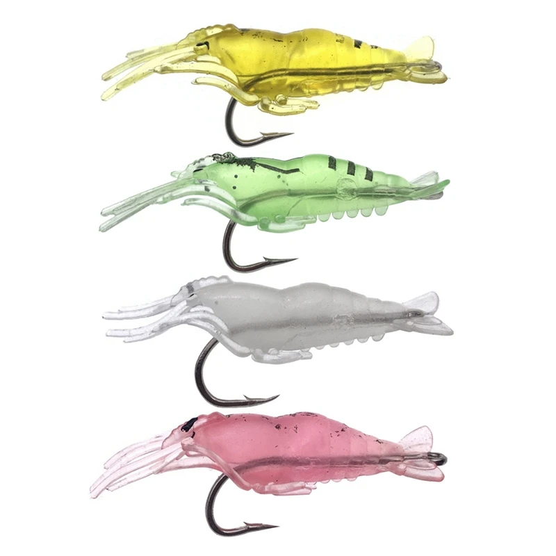 New Luminous Shrimp Artificial Bait Simulation Soft Prawn With Hooks Carp Wobbler For Fishing Tackle Lure Carp