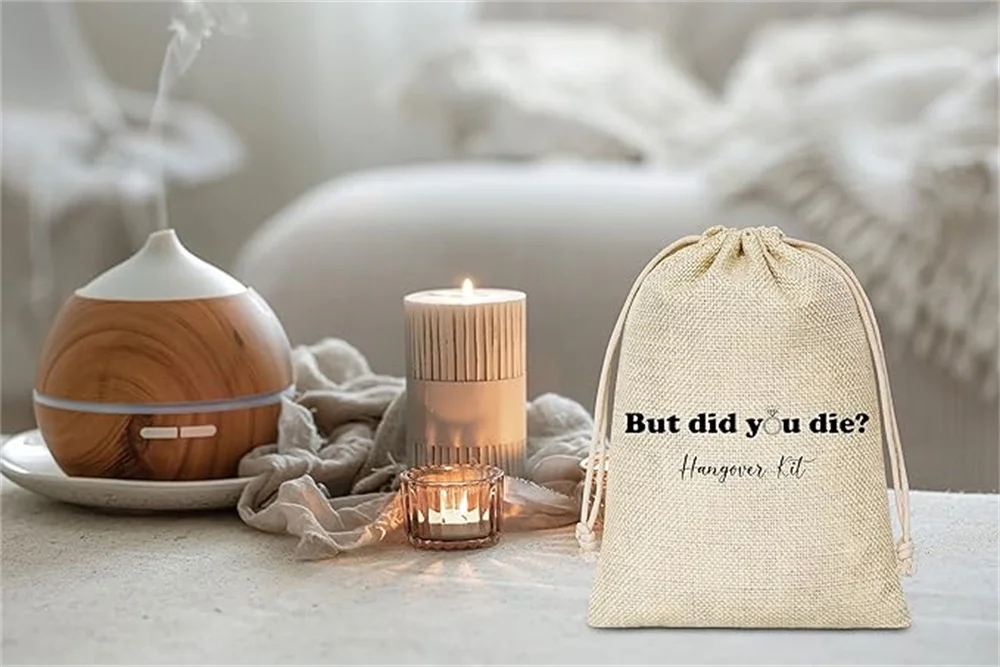 

Hangover Kit Gift Bags - Survival Recovery Kit - But Did You Die Hangover Kit - Cotton Gift Bags With Drawstring - Wedding/ Brid