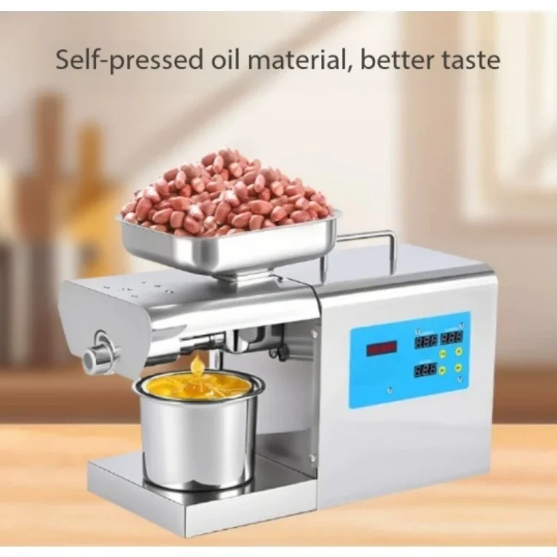 304 Stainless Steel Oil Press Machine, Cold & Hot Press Expeller, Home Oil Extractor for Peanut and Various Seeds Oil Production