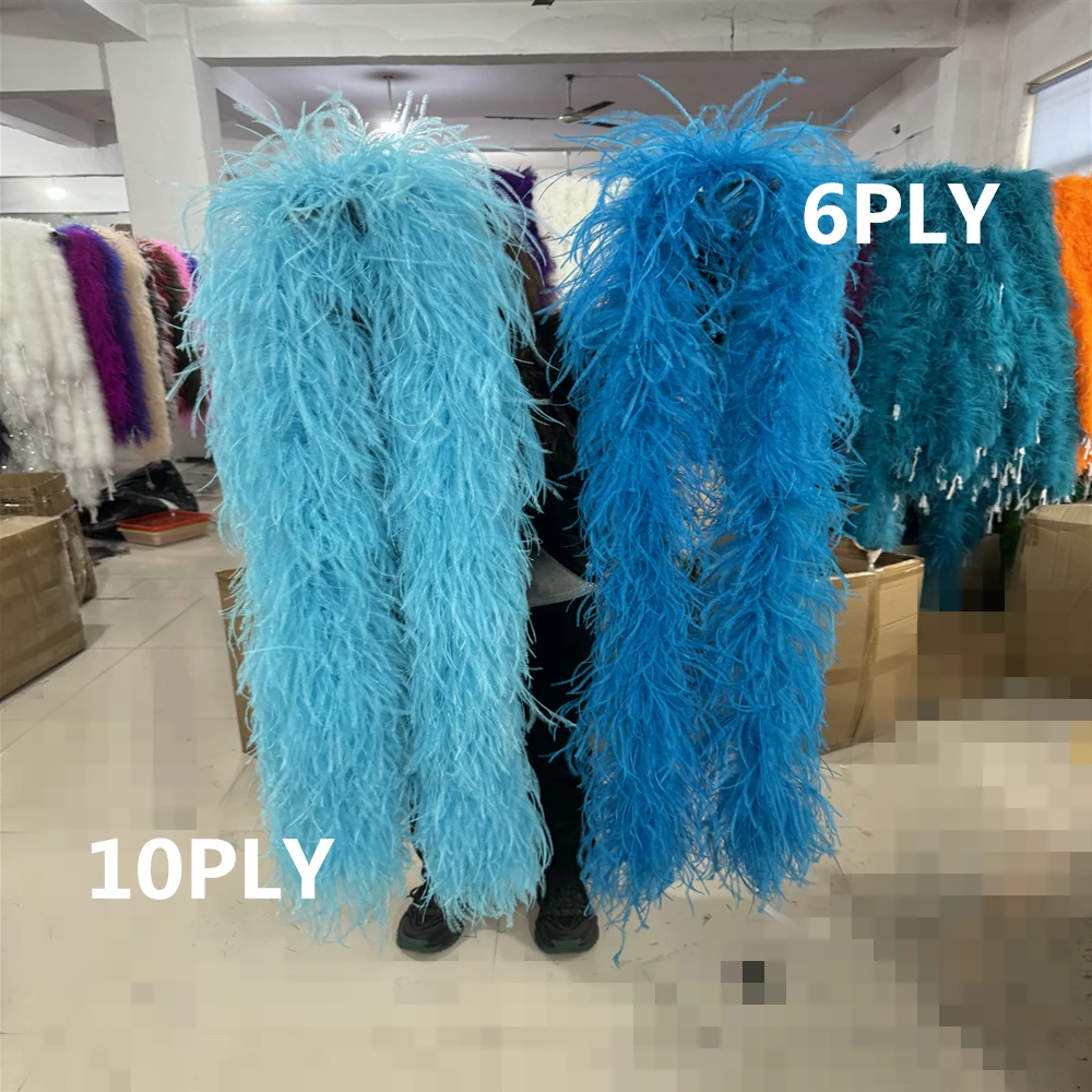 3 6 10 15 20Ply Fluffy Ostrich feather boa 10Piece Natural Ostrich feather Boa Scarf for Wedding Party Dress Sewing Decoration