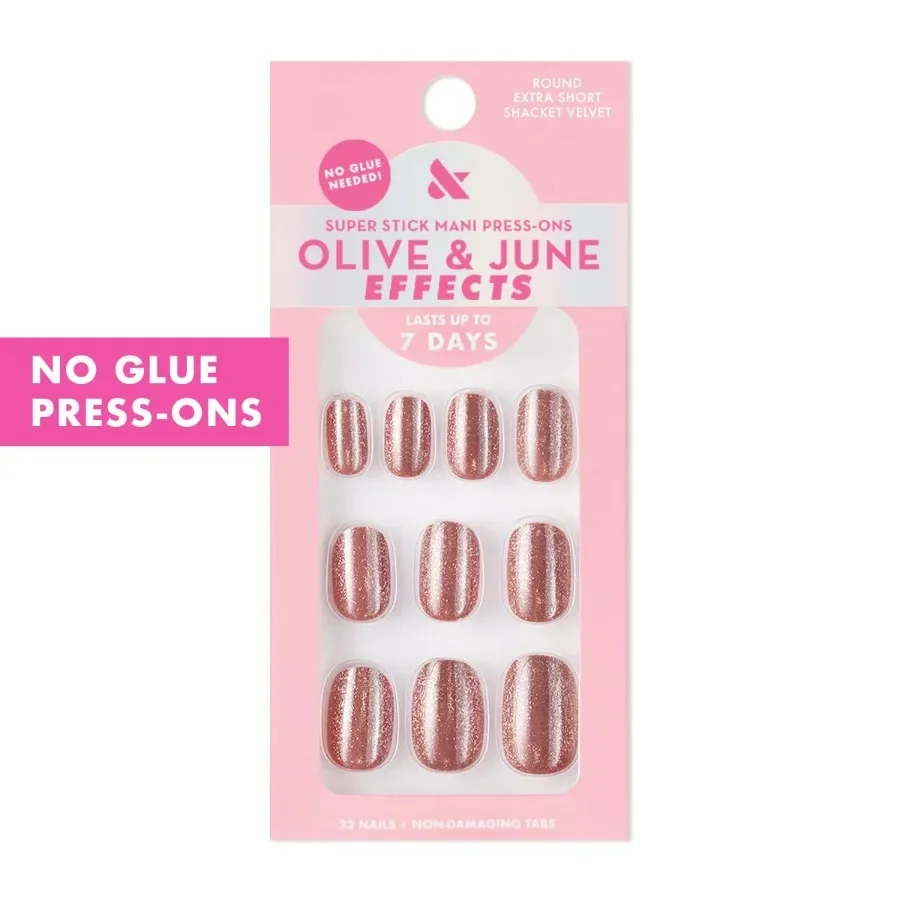 Effets Super Stick Mani Press On Nails pour un usage quotidien et des occasions spéciales Conception ronde extra courte Aucune colle requise 32 onglets