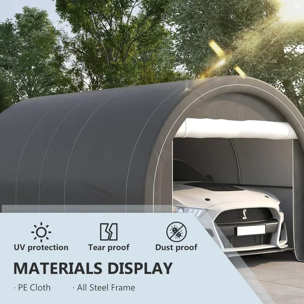 10' X 16' Carport, Heavy Duty Portable Garage Storage Tent with Large Zippered Door, Anti-UV PE Canopy Cover for Car, Truck