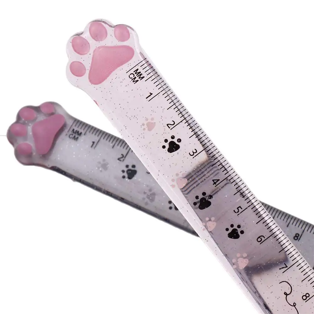 Cute Cat Paw Plastic Straight Rulers Kawaii School Office Supplies Planner Accessories Student Prize Drawing tools