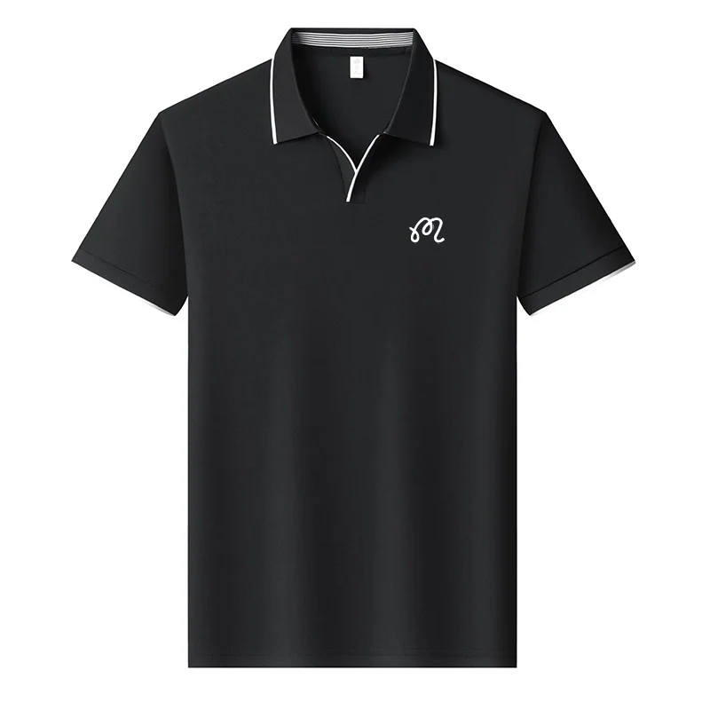 Neues Herren-Poloshirt mit Original-Print in Unifarbe, Sommer-Komfort, Kurzarm, Revers-T-Shirt, Luxuriöse Business-Casual-Herrenbekleidung – Detail 3