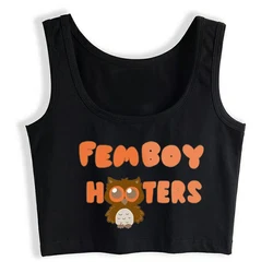 Femboy Hooters Graphic Cotton Sexy Crop Top Girl's Spoon And Fork Cliparts Print Anime Style Tank Tops Summer Naughty Camisole