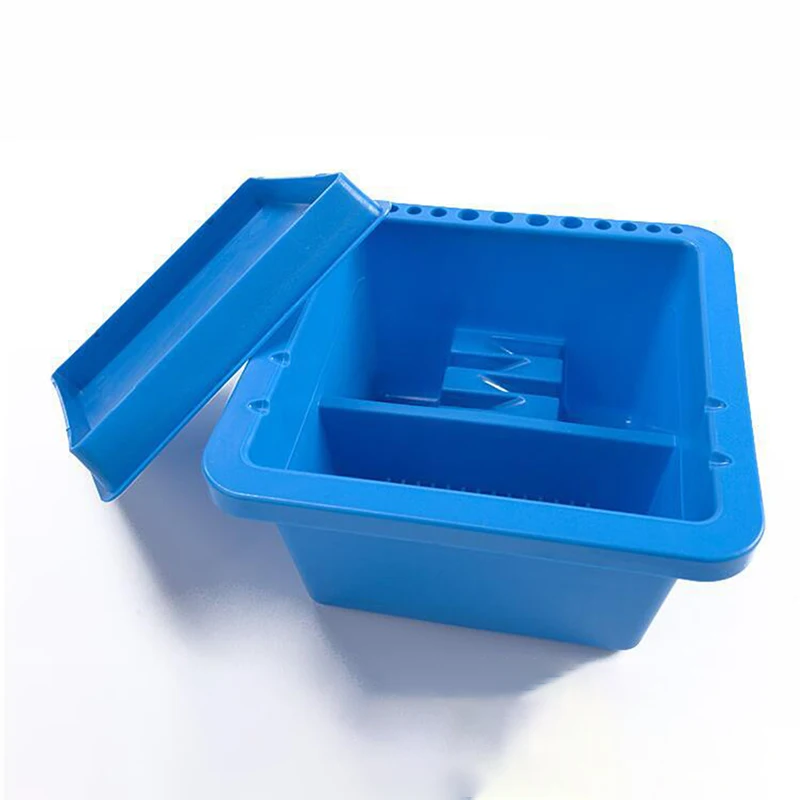 Blue Double Compartment 12 Hole Multi-Function Plastic Brush Washer Box Easy Cleaning Drying For Acrylic & Watercolor Painting