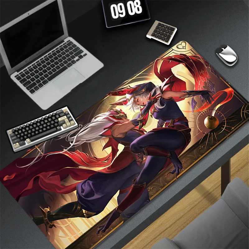 Rubber Anti Slip Black Mouse Pad Luxury Gaming Accessories Desk Mat L-league of Legends Xayah Rakan Office HD Computer Mousepad