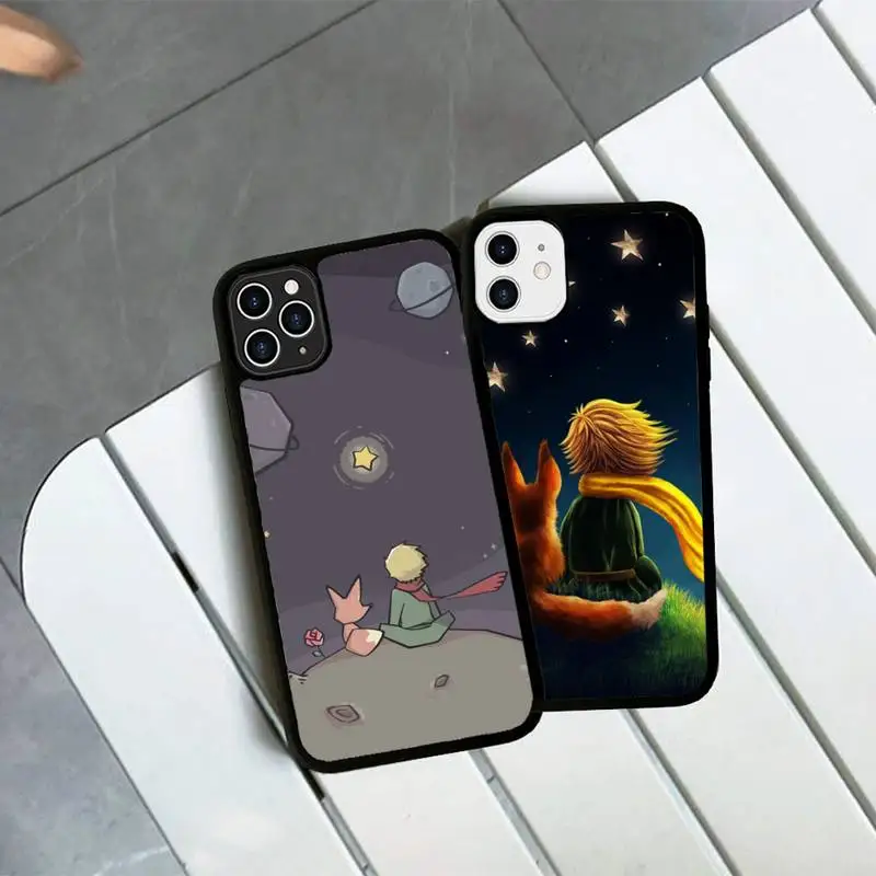 FHNBLJ Little Prince Fox Phone Case Silicone PC+TPU Case for iPhone 11 12 13 Pro Max 8 7 6 Plus X SE XR Hard Fundas