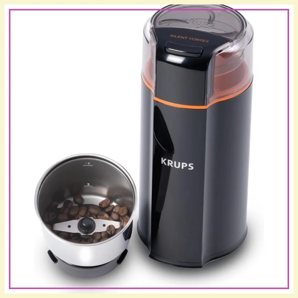 

5x Quieter Electric Coffee Grinder, 3 oz Capacity, 175W Motor for Beans & Spices, Dishwasher-Safe Bowl, 12-Cup Yield, Black