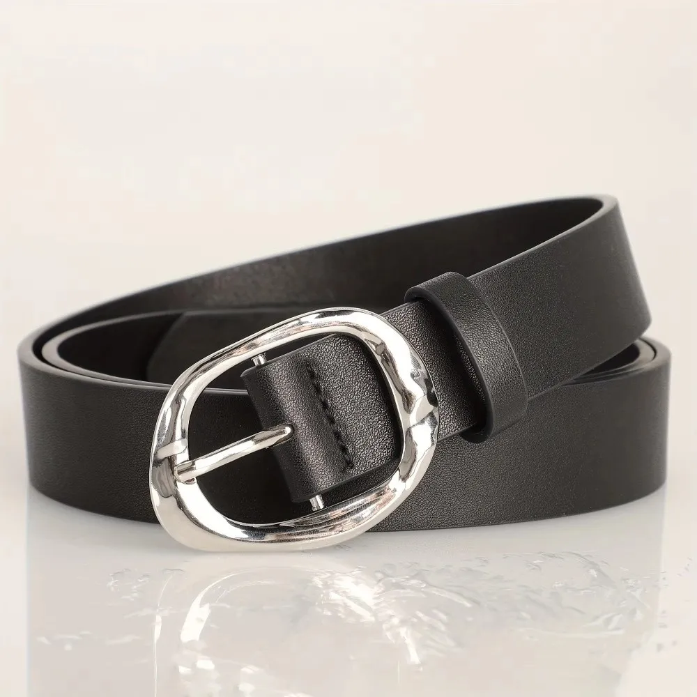 Cintura da donna di nuovo design di lusso in pelle PU classica cintura larga argentata Cinture con fibbia versatili Cinture per pantaloni eleganti Regali