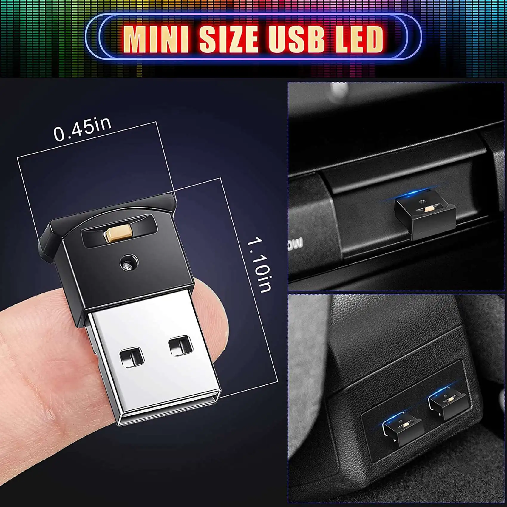 Super Deal -Mini USB LED Light, RGB Car LED Interior Lighting DC 5V, Laptop Keyboard Light Home Office Decoration Night Lamp