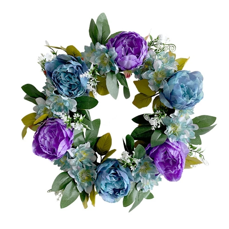 

European Floral Wreath Blue Home Decor Artificial Flower Wreath For Wedding Decoration Ornament