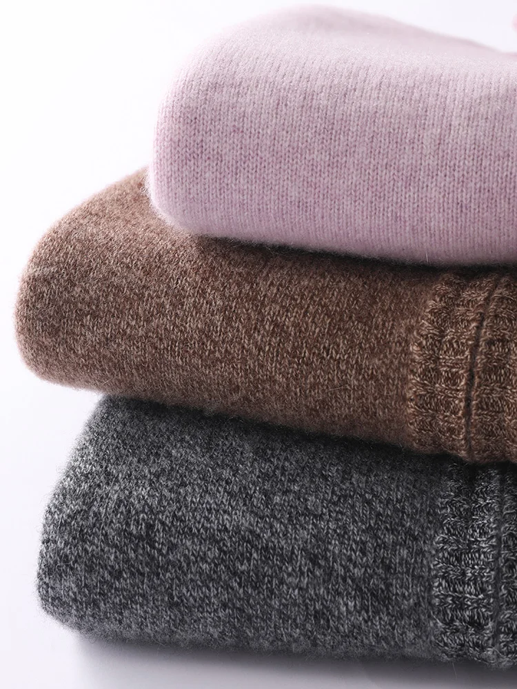 الأساسية الصلبة الرمز البريدي سترة محبوك سترة المرأة لينة بسيطة الدافئة الخريف الشتاء عادية سميكة 100% الكشمير ملابس فضفاضة #4