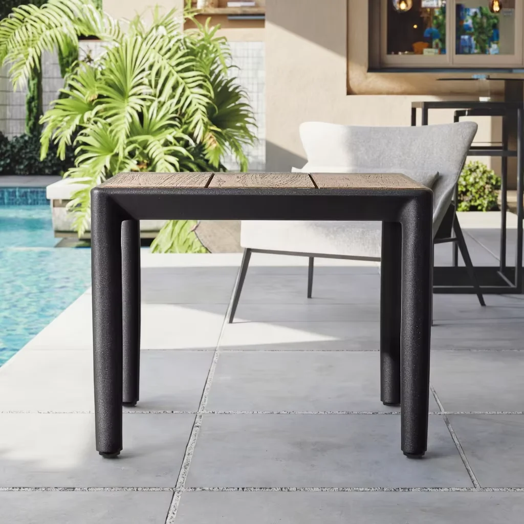#  Green Comfortable Outdoor Garden Patio Aluminium Wood Teak Top Unique End Tables