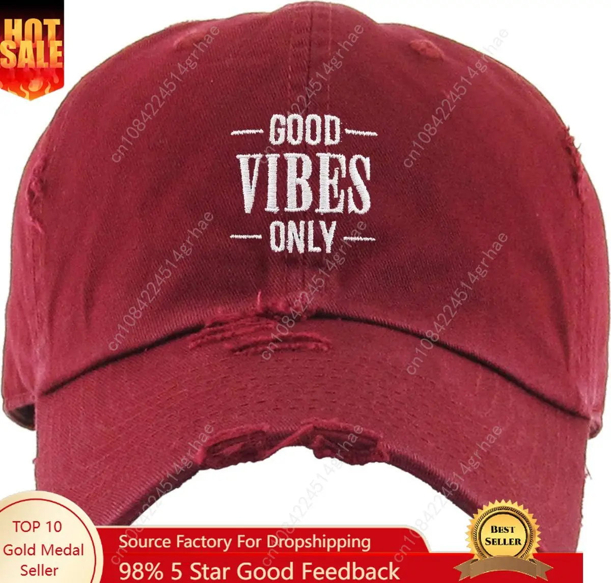 

Rose Flowers Love Good Vibes Men Women Dad Hat Baseball Cap Adjustable Unisex