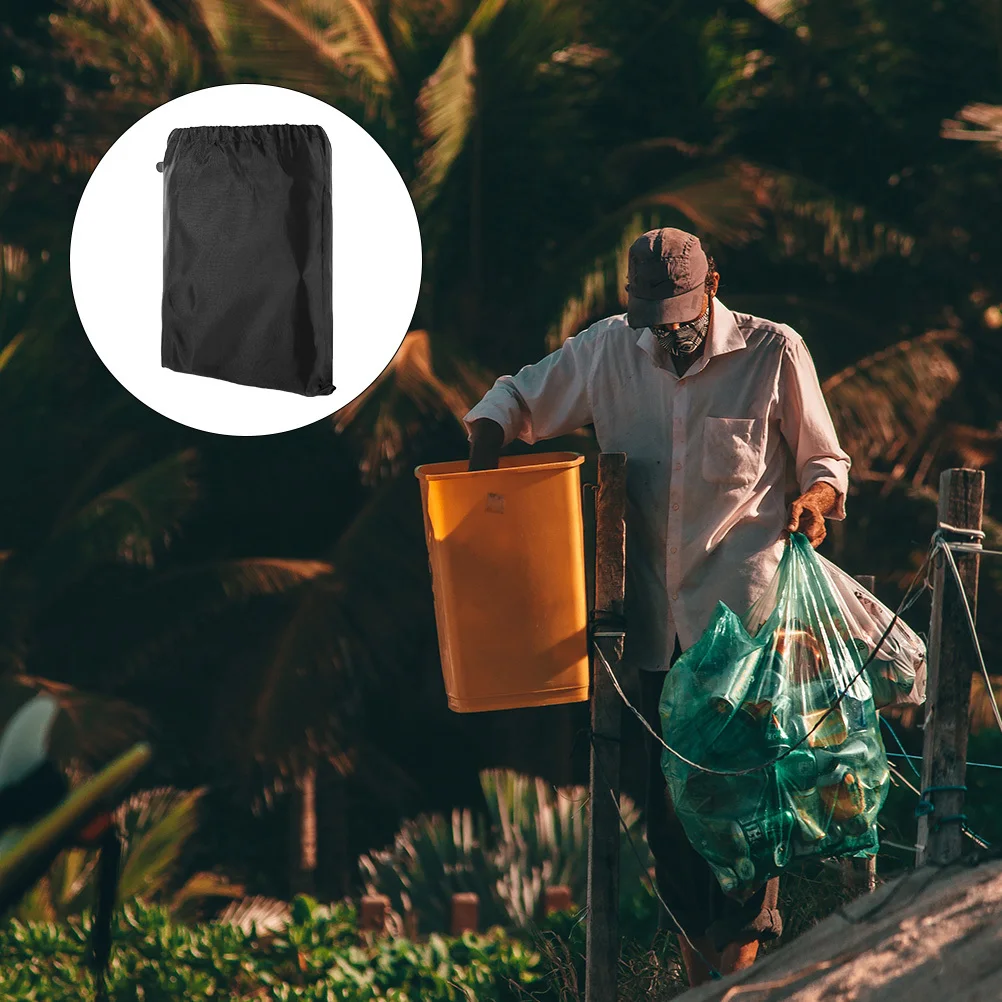 1個入り 庭の落ち葉袋 庭のゴミ用 耐久性のある巾着デザイン 芝生掃除用 黒色ゴミ袋 落ち葉袋 芝生ガーデンバッグ