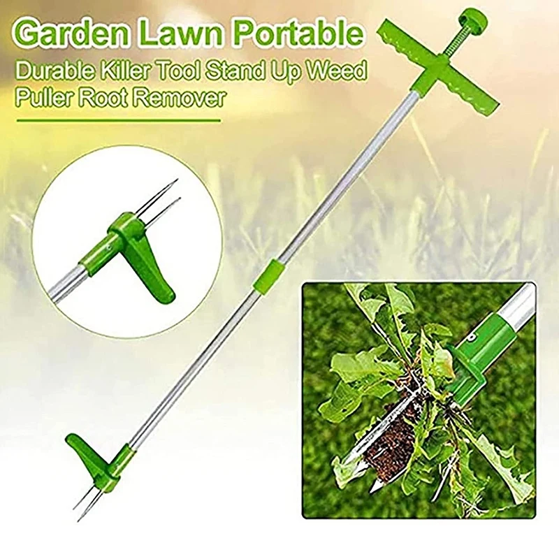 

2 Pack Stand-Up Weeder Root Removal Tool 39Inch Long Reinforced Aluminum Pole Manual Remover Weed Puller Hand Tool