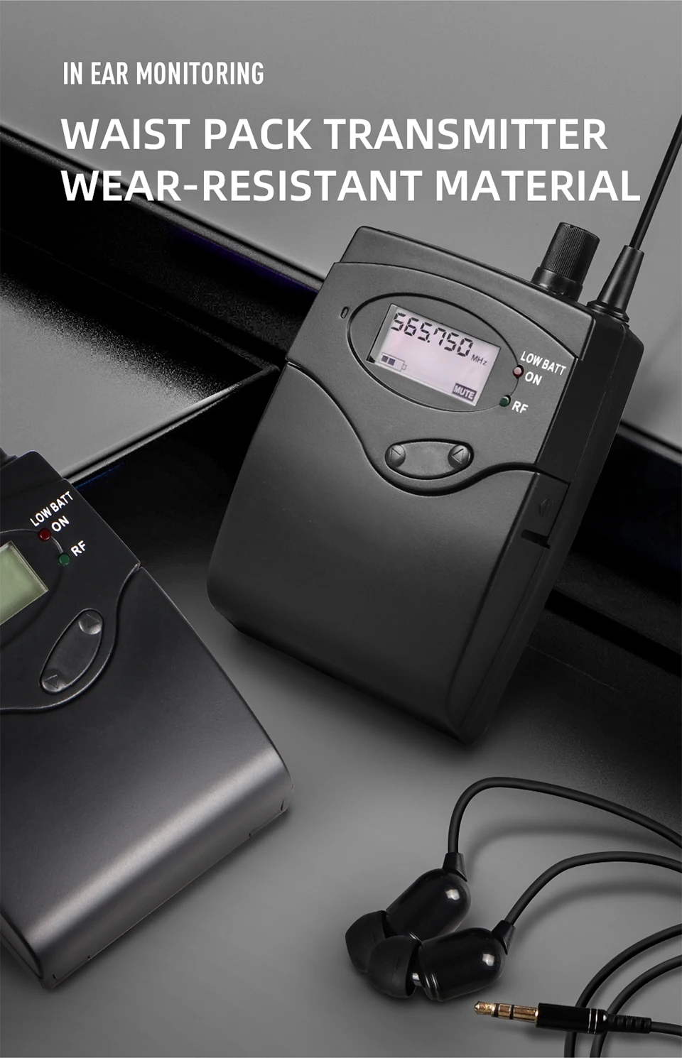 Paulkitson G5.1 PRO Kabelloses In-Ear-Monitoring-System IEM Kabellose Bühnenrückführung UHF LCD-Anzeige XLR-Eingang für Sänger, Bands und Bühnen – Detail 8