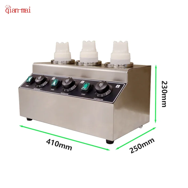 Commercial Sauce Bottle Incubator Chocolate Cheese Jam Thermostat 3Grid Condiment Dispenser Warmer Heater Filling Machine