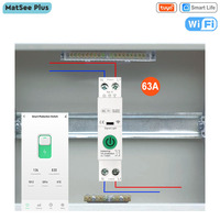 Tuya WiFi Smart Circuit Breaker with 63A Switch Timer Energy Meter KWH Monitor Overload Protection Supports Alexa Google Home