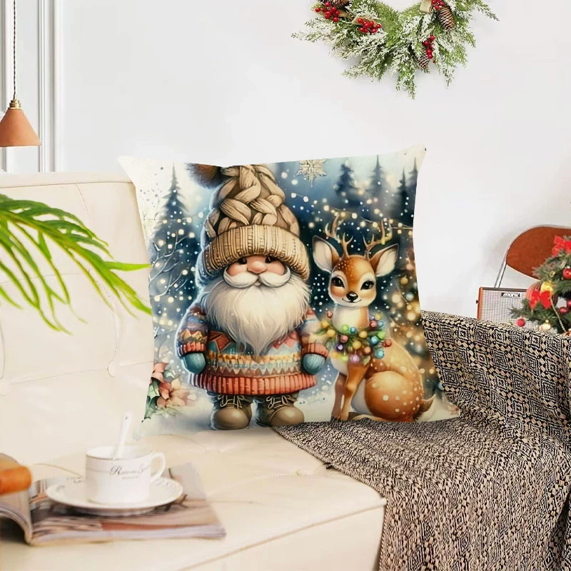 1pc Retro Weihnachten cartoon kissenbezug neue stil Weihnachten wohnzimmer sofa dekoration kissenbezug Platz weich und bequem