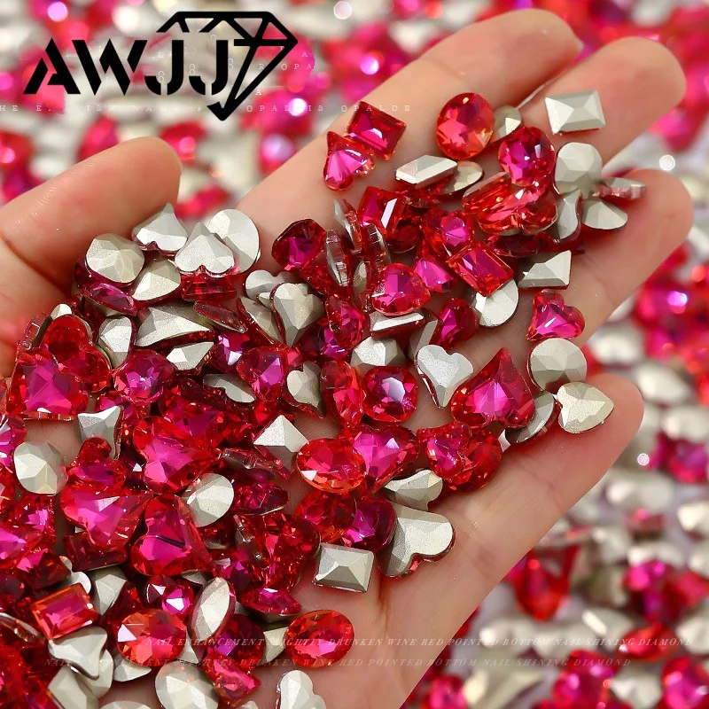 ผสมสี DROP Heart รูปผีเสื้อชี้ด้านล่างตกแต่งอัญมณีใช้สําหรับต่างหูสร้อยคอเครื่องประดับเล็บอุปกรณ์เสริม