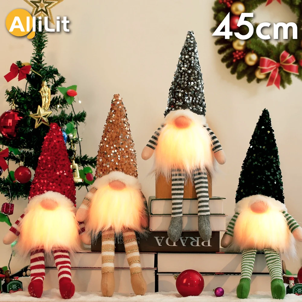 2024 Christmas Doll 30/45cm Elf Gnome with Led Light Christmas Decorations for Home Xmas Navidad New Year 2024 Children's Gifts