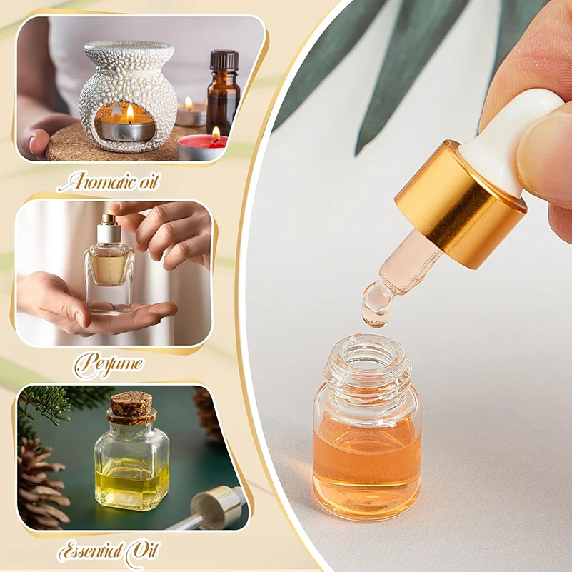 10/30pcs Glass Perfume Bottle 2ml 3ml 5ml Essential Oil Dropper Bottle With Gold Cap Refill Travel Perfume Bottle Pipette Bottle