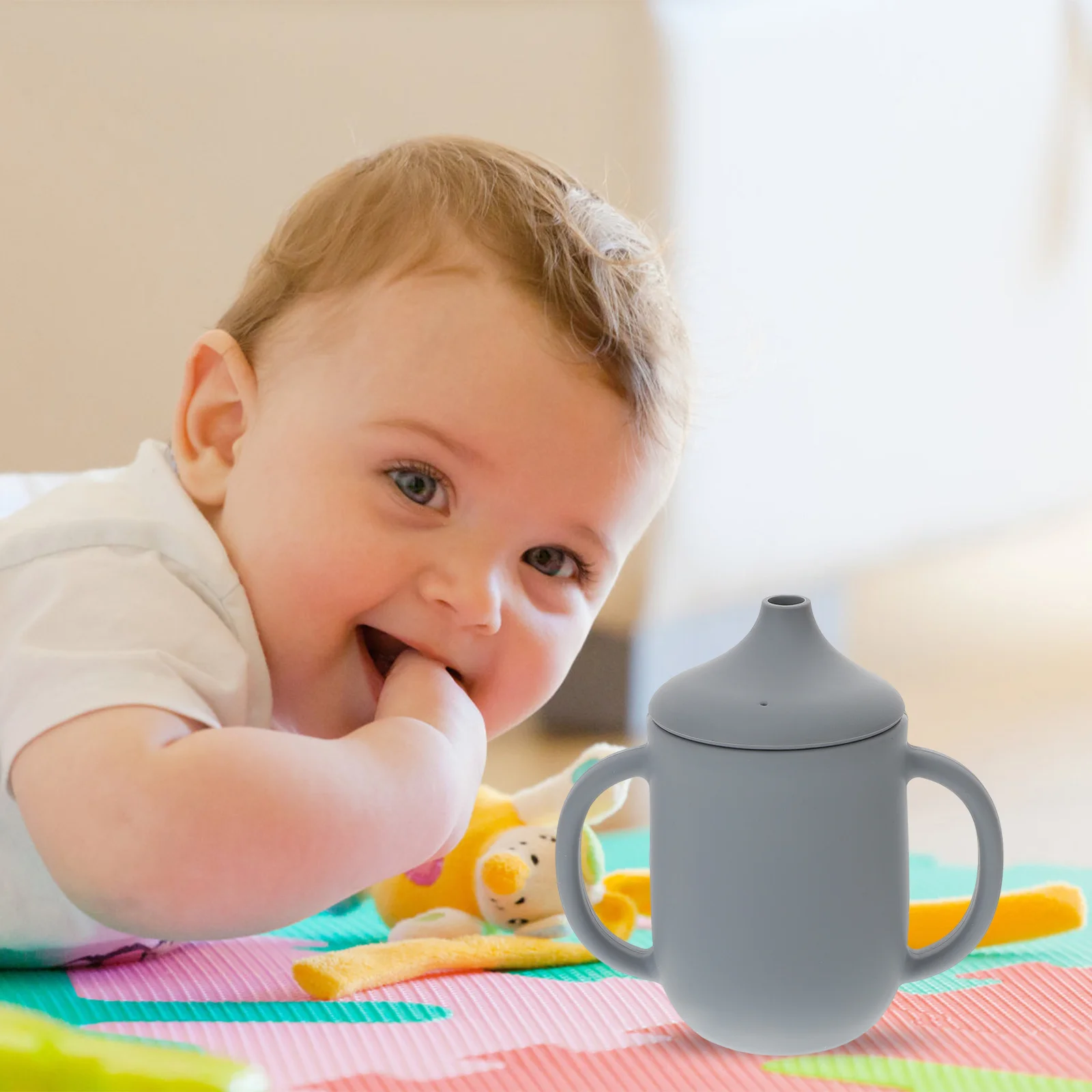 كوب سيبي للأطفال، كوب بقشة متين وسهل الإمساك، محمول مانع للتسرب من السيليكون، زجاجة مياه للأطفال الصغار، أكواب من القش للطفل #6