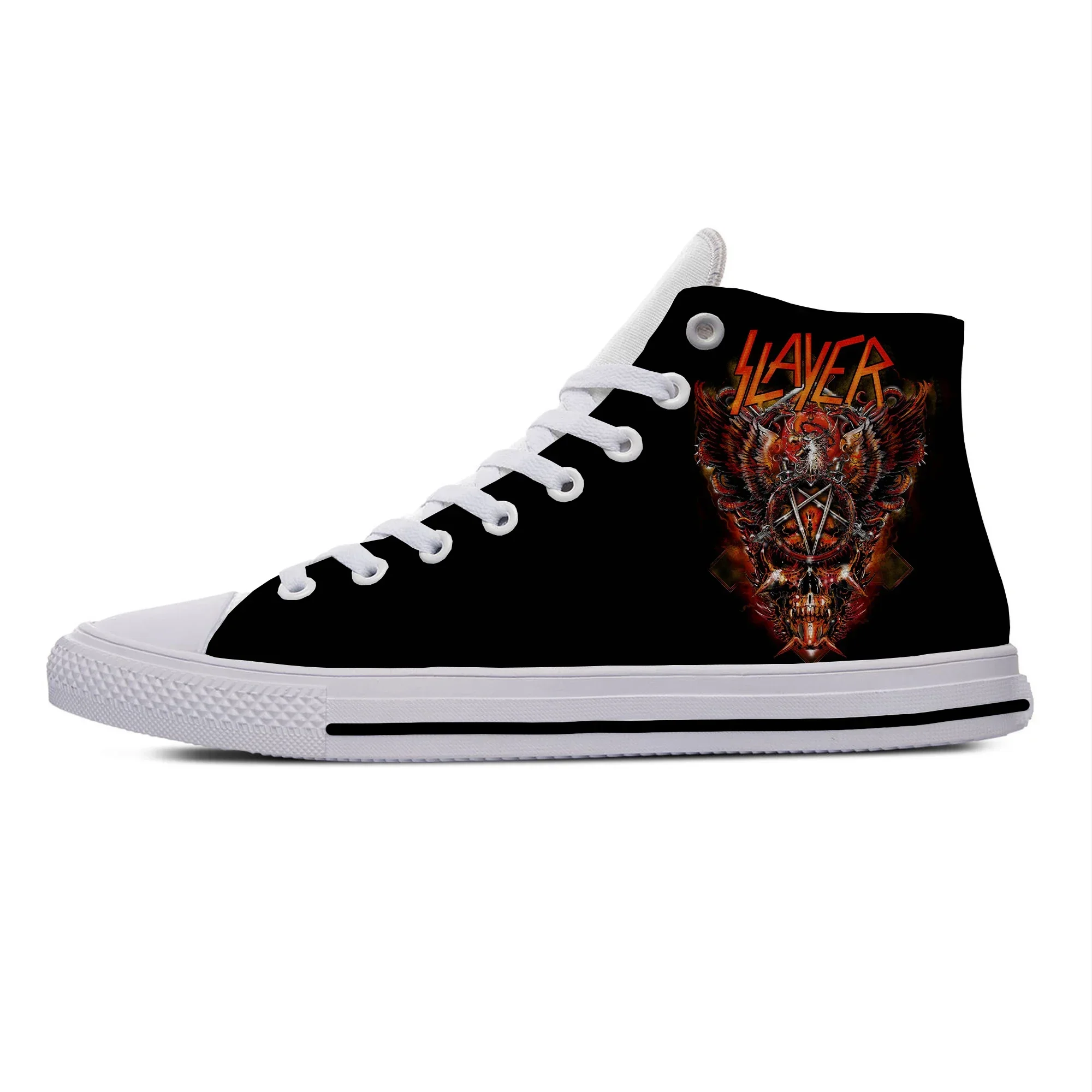 Slayer Heavy Metal Rock Band Horror Scary Fashion Casual Cloth Shoes High Top Lightweight Breathable 3D Print Men Women Sneakers