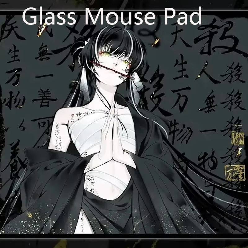 Tapis de souris de jeu en verre avec motif de fille poétesse chinoise - Surface photovoltaïque trempée créative XXL pour le jeu FPS et l'e-sport