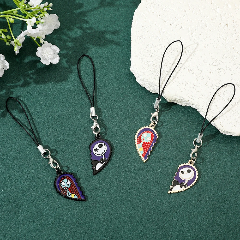 Disney-Nightmare Before Christmas Handykette, trendiger Anhänger, Herzband, süßes Mädchen-Schlüsselschnur, mobiles Schlüsselband