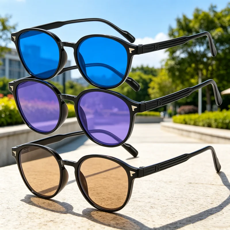 

Fashionable Round Frame Optical Spectacle Eyeglasses Women Men Vintage Retro Blue Purple Lens Eyewear Stylish Anti-blue Glasses