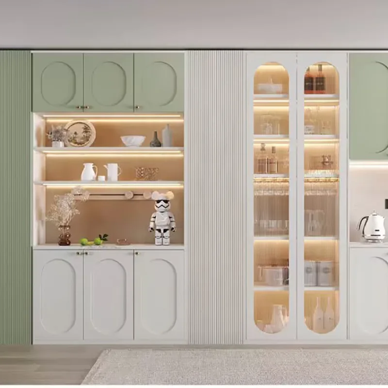 

Wall, glass, wine cabinet, living room, modern, simple, light luxury, double door