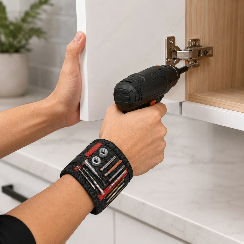 

Powerful Magnetic Wristband Tool Holder for Screws Nails Drill Bits Hardware Fasteners Home Garage and Workshop Daily Use