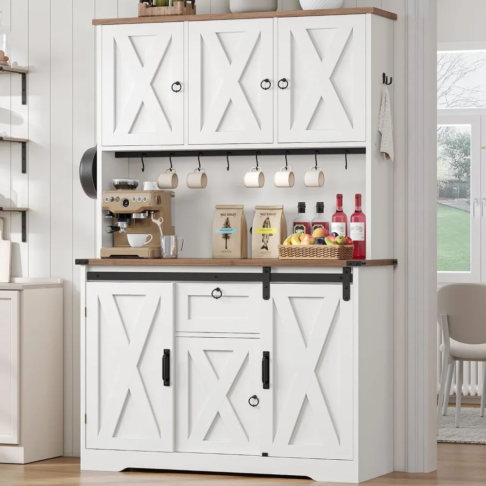 

Kitchen cabinets, farmhouse cabinets with drawers, sliding barn door storage cabinets with adjustable shelves