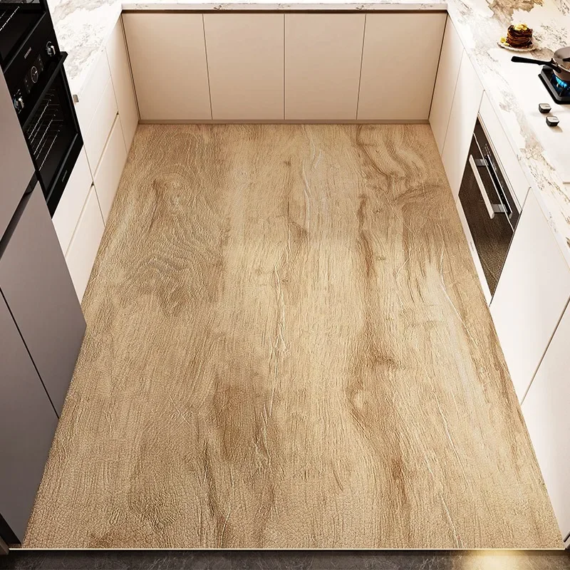Wooden Board Kitchen Floor Mat Oil-proof Waterproof Easy-care PVC  Home Washable Soft Carpet Simple Balcony Rug Ковер Tapis 러그