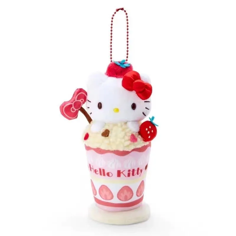 Hello Kitty Plush Keychains Ice Cream Kuromi My Melody Cinnamoroll Bag Pendant Kawaii Soft Cartoon Plush Doll Toys Xmas Gifts