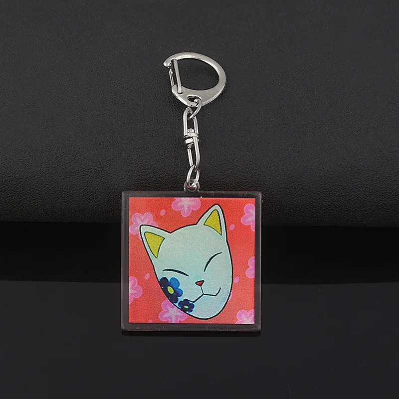Demon Slayer Sabito Acrylic Key Chains Pendant Anime Makomo Backpack Key Charms Decorations Cartoon Hanging Key Rings Gifts
