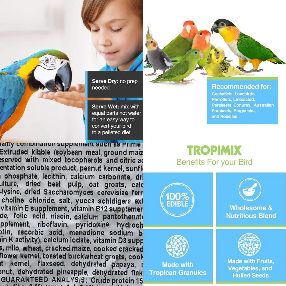 

Tropimix Bird Food for Cockatiels and Lovebirds, Hagen Parrot Food with Seeds, Fruit, Vegetables, Vitamins & Amino Acids, 8 Poun