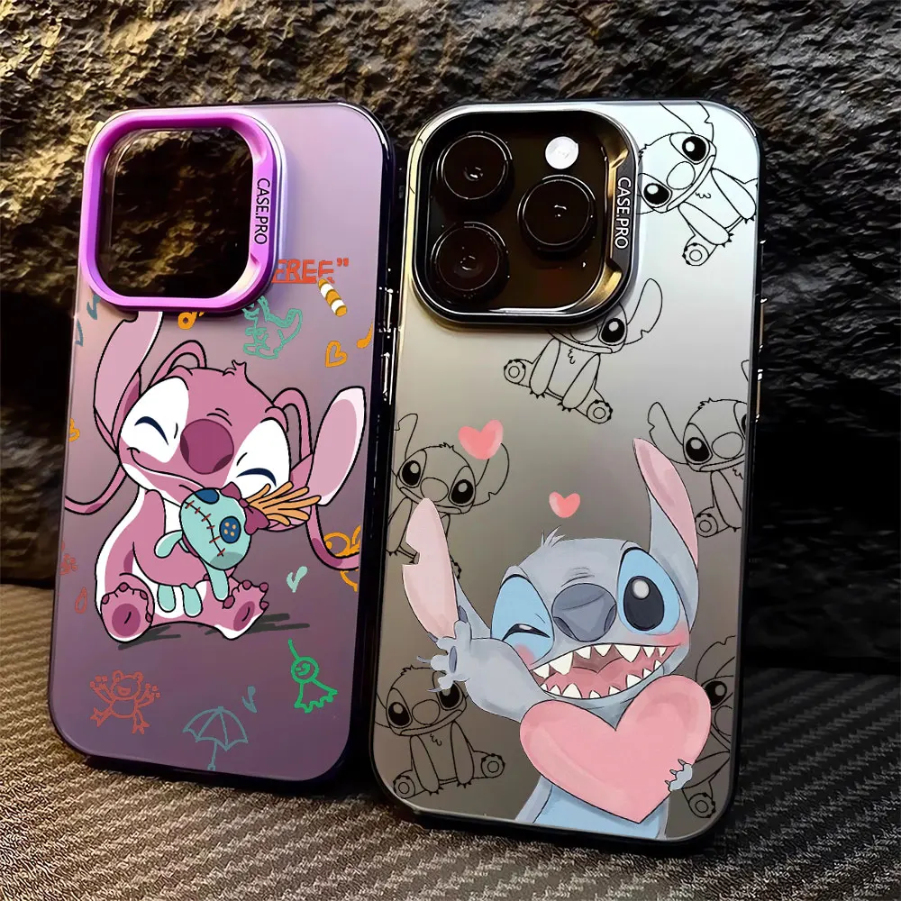 Casing ponsel sudut Disney Stitch, pelindung tahan guncangan untuk iPhone XR XS Max 15 Plus 11 Pro Max 14 Pro X 13 12 Pro