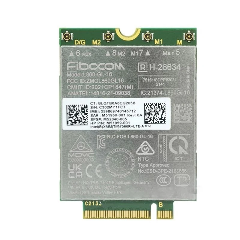 

A52B L860-GL-16 LTE CAT16 Модуль для модуля 4G L860-GL M52040-005 4G-Modem NGFF-M2 для Elitebook X360 830 840 850 X2G4