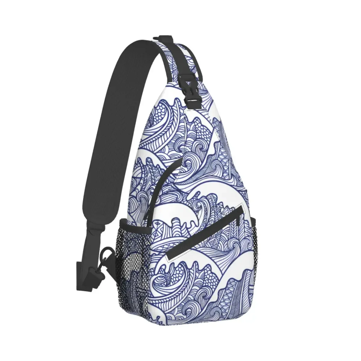 Bolso cruzado de estilo japonés, bolso deportivo de mar con patrón sin costuras, bolso de pecho Unisex para mujer y hombre, mochilas de hombro a la moda para viaje